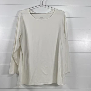 Pure Jill Shirt Damen 2X Weiß Langarm Stretch Pima Baumwolle Rundhals Tee - Bild 1 von 11