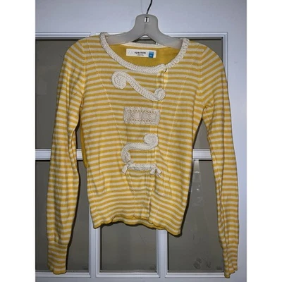 Anthropologie Sparrow Women’s Sz XS yellow striped Sweater cardigan Long Sleeve - Image 1 of 4