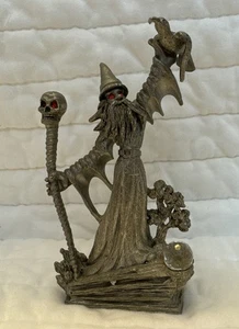 Spoontiques Zinn Zauberer Zauberer Totenkopf Stab Vogel Zauber Figur - Bild 1 von 5