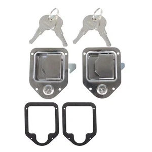 4-3/8" x 3-1/4" 2 Stainless Door Lock For RV Trailer Toolbox Handle Latch Key - Picture 1 of 8