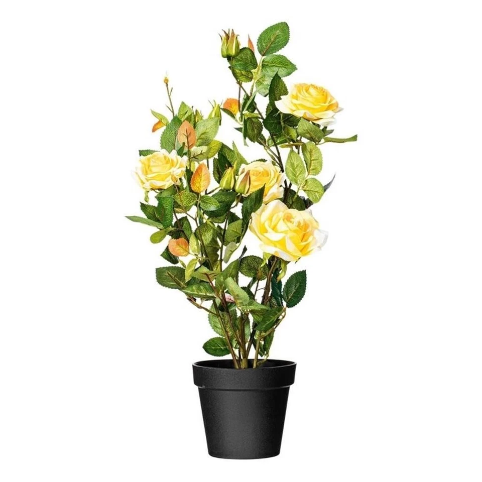 Planta de rosa amarilla artificial Vickerman 21" en maceta. Foto 1 de 1
