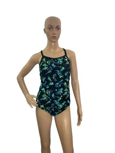 Costume da bagno TYR donna taglia 34 corsa schiena pezzo unico nero verde blu - Foto 1 di 6