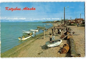 KOTZEBUE, ALASKA Eskimos 1960s 4x6 Continental Chrome Vintage Postcard - Picture 1 of 2