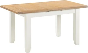 Windsor Extending Dining Table Ivory with Oak Top Part Assembled - Picture 1 of 8