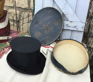 Ancien Chapeau mécanique Haut de Forme Claque Manufacture De Paris et boite - Imagen 1 de 10