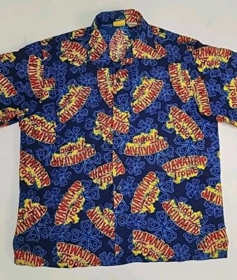 Hawaiian Tropic Button Up Vtg Single Stitch Mens Sz L Official Suntan Lotion - Image 1 of 4
