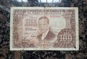 OJO!! SIN SERIE BILLETE 100 PESETAS 1953 ESPANA SPAIN - Imagen 1 de 2