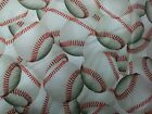 New Fabric Fq Baseballs Mlb White & Red Craft Quilt Cotton Fat Quarter 18" X 21"