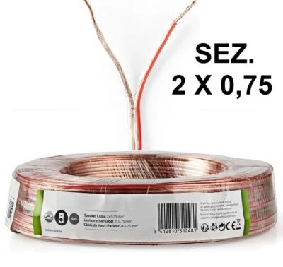 NEDIS MATASSA CAVO PIATTINA cca 15 MT. 2 X 0,75 MM BOBINA FILO ALTOPARLANTI CASSE