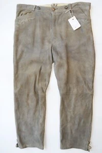 Lange Lederhose Beckert Hirschleder Stickerei grau Vintage gewaschen Gr.54 / 27 - Bild 1 von 7