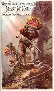 Libby McNeil Corned Beef Trade Card - Mountain Hunters Explore with Libby's - Picture 1 of 2