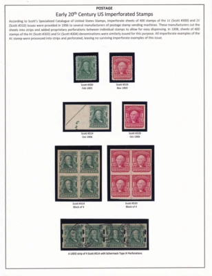 US Scott #300-#320, Mint, OG, NH, Study of Early 20th Century Imperfs, SCV $900+ - Image 1 of 4
