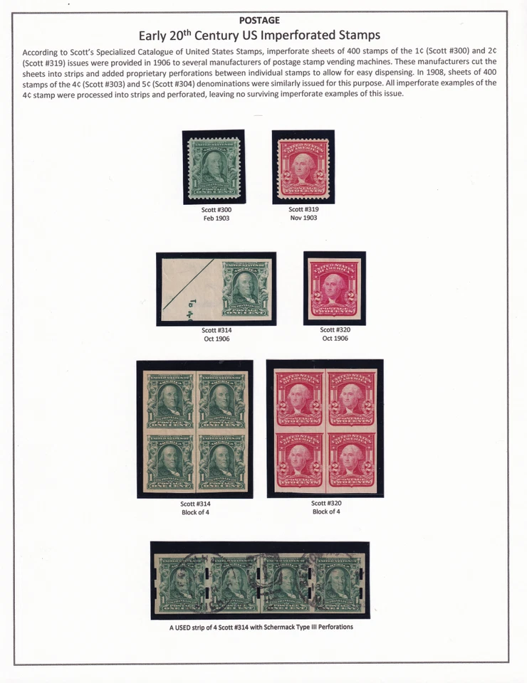 US Scott #300-#320, Mint, OG, NH, Study of Early 20th Century Imperfs, SCV $900+ - Image 1 of 4