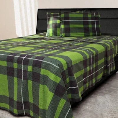 180 Gram Cotton Heavy Flannel Duvet Cover Set (Green Black , Full/Queen Size) - Image 1 of 4
