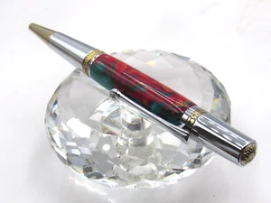 BEAUTIFUL HIGH QUALITY HANDMADE MAJESTIC SQUIRE RED/AQUA ACRYLIC TWIST BP PEN - Picture 1 of 4