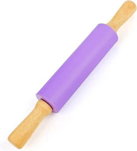 15 Inch Silicone Rolling Pin With Handle, Purple, Non-Stick Food Grade Home - Picture 1 of 6