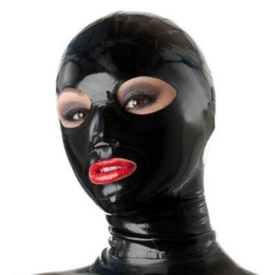 Latex Hood Open Eye and Mouth for Catsuit Handmade Rubber Mask Club Wear Costume - Image 1 of 4