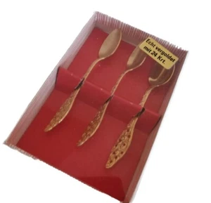 Kaffeelöffel Teelöffel - Echt vergoldet mit 24 Karat - 3er Set / Unbenutzt. - Bild 1 von 4