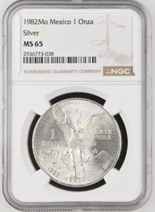 1982 MEXIKO SILBER LIBERTAD 1 ONZA NGC MS 65 SCHÖNES GEM BU ERSTES JAHR - Bild 1 von 2