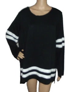 Roaman's Top Womens Size 18/20 Black White Colorblock blouse high low hem tunic - Picture 1 of 11