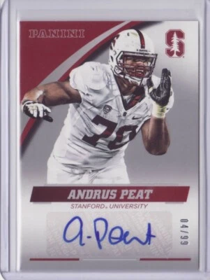2015 Panini Collegiate Stanford Autograph Silver Andrus Peat /99 Auto Flat S/H - Image 1 of 4