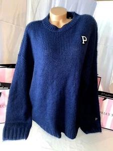 Maglione Victorias Secret ROSA logo "P" grande super morbido blu - Foto 1 di 1