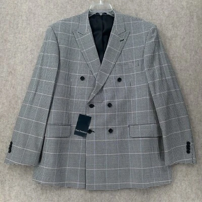 Paul Frederick Abrigo Deportivo 46R Hombre Lana Seda Negro Blanco Ventana Pata de Gallo Foto 1 de 4