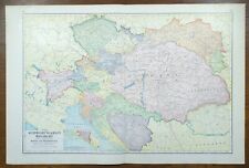 Vintage 1911 AUSTRIA HUNGARY BOSNIA Map 23"x15" ~ Old Antique Original VIENNA