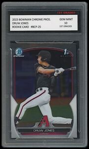DRUW JONES 2023 BOWMAN CHROME PROSECTS Topps 1ST GRADED 10 MLB ROOKIE CARD RC