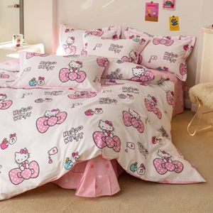 Hello Kitty Pink Princess PINK 100% Cotton Quilt Donna Cover Set AU Queen - Picture 1 of 10