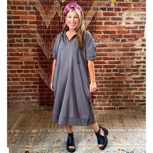 Jade by Jane Think About Me French Terry Midi Dress - Charcoal - Plus Size 3X - Picture 1 of 5