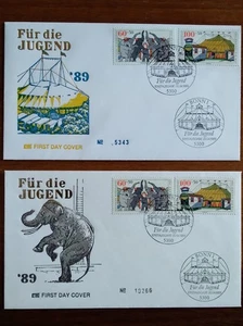 2 Ersttagsbriefe Circus Briefmarken Für die Jugend 1989 - Bild 1 von 1