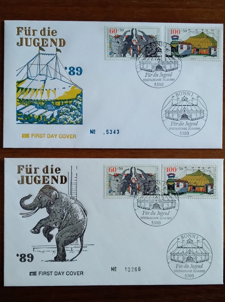 2 Ersttagsbriefe Circus Briefmarken Für die Jugend 1989 - Bild 1 von 1