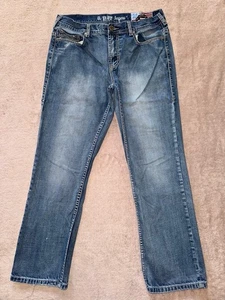 B. Tuff Western Jeans Men's Med Wash Torque Grunge Distressed Work Wear Size 35 - Picture 1 of 8