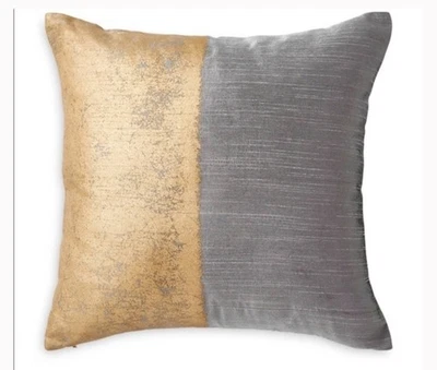 Michael Aram Metallic Textured Decorative Pillow Cover18" x 18" Gray Gold Luxury - Image 1 of 4