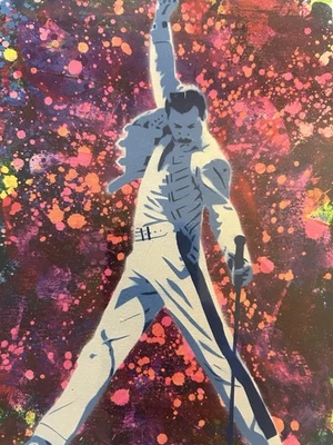 Freddie Mercury Queen Rock Music Numbered 48/50 Signed 13.5x16.5 Art Print - Image 1 of 4