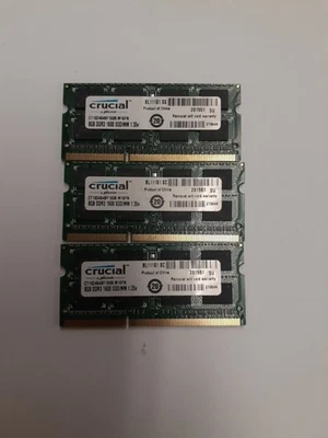 3x 8GB PC3L-12800s DDR3-1600MHz Crucial CT102464BF160B.C16FPD - Image 1 of 3