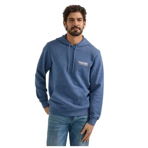 112350081 Wrangler Clásico Para Hombre Etiqueta Logo Sudadera con Capucha - Denim Oscuro Talla Mediana NUEVO - Imagen 1 de 2