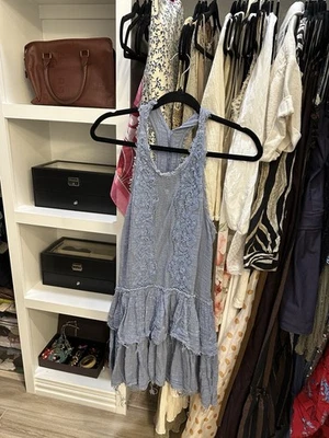 Vestido Free People sin mangas azul claro con encaje, talla pequeña Foto 1 de 4