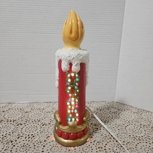 Luz de Navidad vintage hecha a mano de cerámica en forma de vela - 12,5" de alto - Imagen 1 de 5
