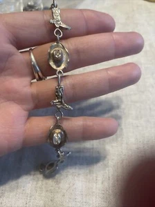 VTG Sterling Silver Cowboy Hat & Boot Western Style Bracelet 7518 - Picture 1 of 6
