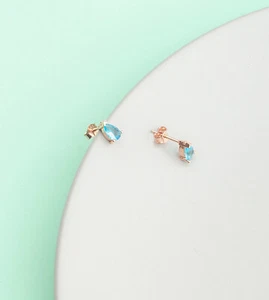 Aquamarin Ohrstecker 925 Sterlingsilber ER0929 Handgemacht-bestes Geschenk - Bild 1 von 3