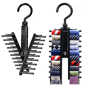 Adjustable X Neck Tie Rack Holder w/ Non-Slip Clip Necktie Belt Hanger Organizer - Picture 1 of 8