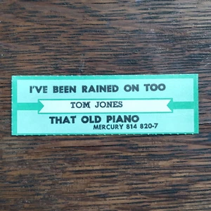 Jukebox Strip: TOM JONES I've Been Rained On Too / That Old Piano 1983 Country - Picture 1 of 1