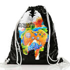 Personalised Sequin Bag Magic Drawstring Backpack Black/Gold/Red Gaming Graffiti