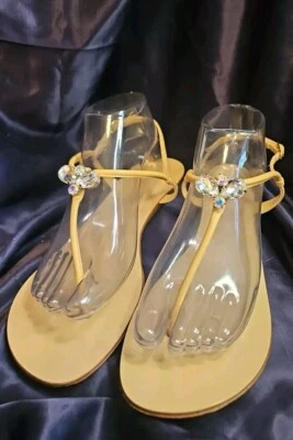 Sandalias Giuseppe Zanotti de cuero para mujer 39 8 tanga adornada con cristal Foto 1 de 4