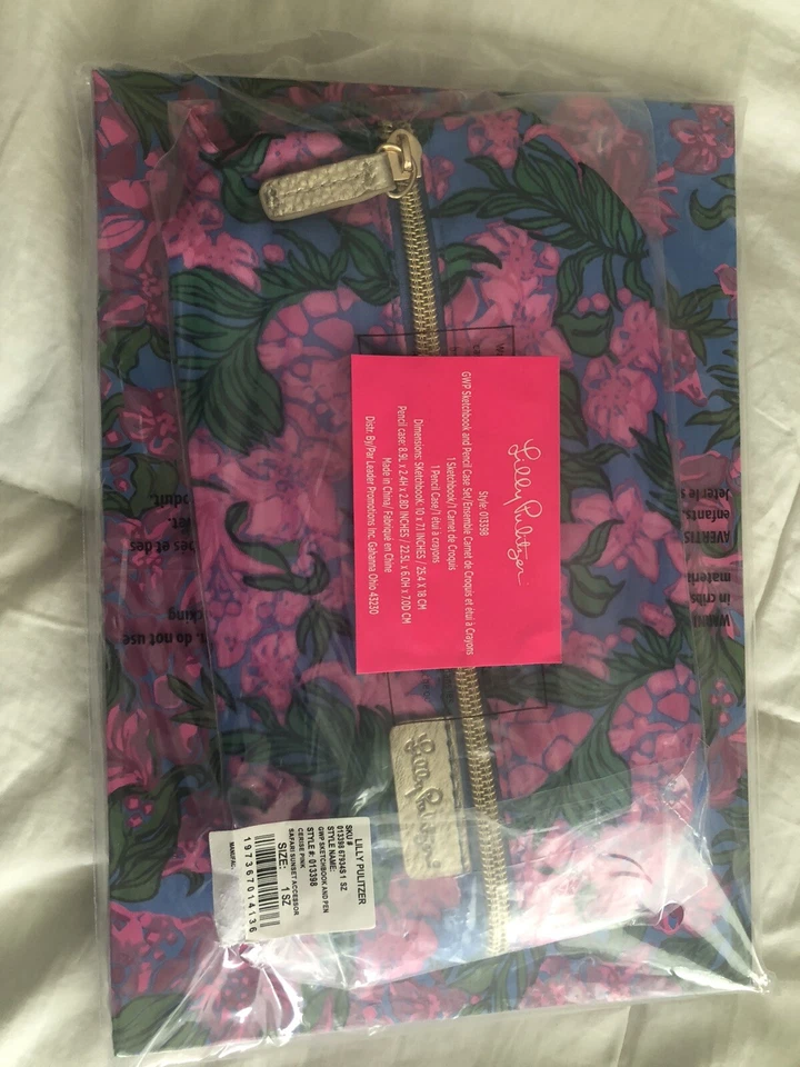 Almofada de esboço e estojo de lápis Lilly Pulitzer estilo 013398, novo com etiquetas ótimo presente para mamãe! - Imagem 1 de 4