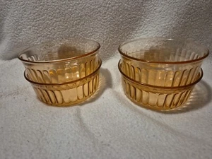 Mexico ForteCrisa Pink Depression Glass Ribbed Dessert Fruit Bowl Set of 4 - Picture 1 of 6