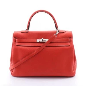 HERMES Kelly 35 2way Handbag Togo leather Brown Capucine Used Women P SHW - Picture 1 of 10