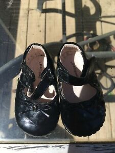 Pediped Sz 1 2 3 Mary Jane Crib Shoes Infant Girl Black Patent Leather Bow Soft 